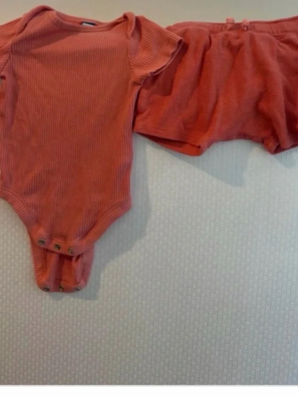 Ribbed Baby Onesie and Shorts Set - Rust